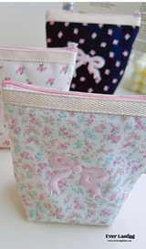 Floral Ribbon Bow Makeup Bag