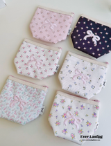 Floral Ribbon Bow Makeup Bag