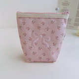 Floral Ribbon Bow Makeup Bag