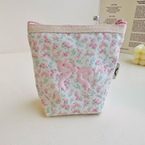 Floral Ribbon Bow Makeup Bag