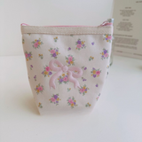 Floral Ribbon Bow Makeup Bag