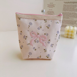 Floral Ribbon Bow Makeup Bag