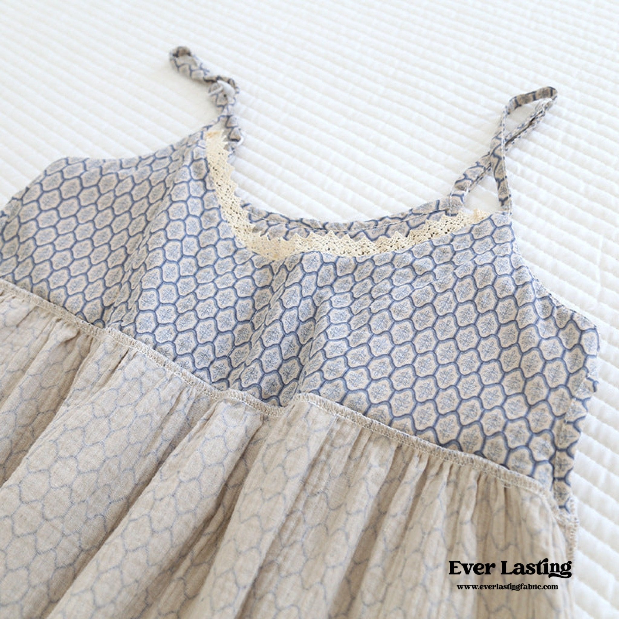  - Ever Lasting - Floral V Tank and Long Pants with Cardigan Cotton Pajama Set / Blue - Pajamas - Ever Lasting