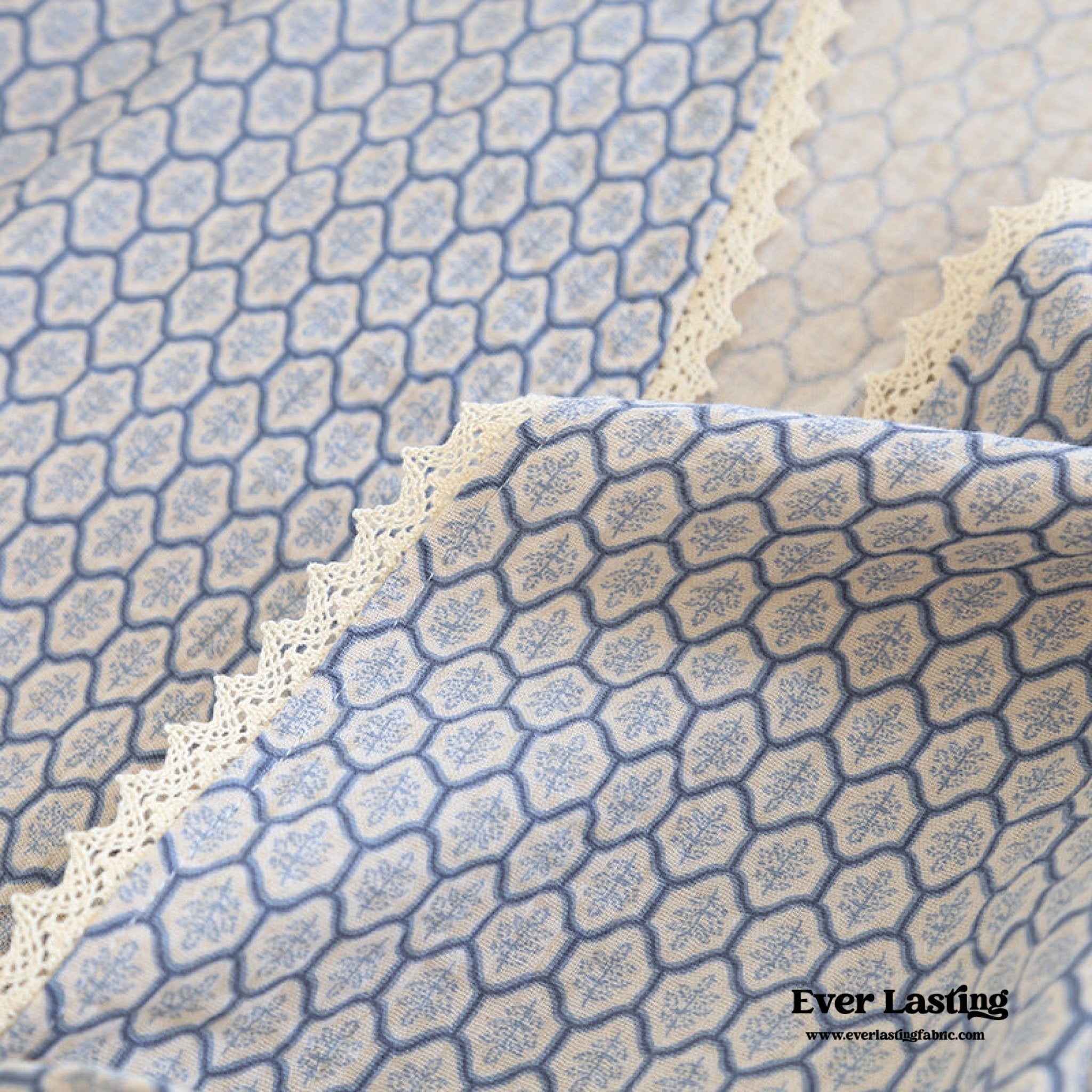  - Ever Lasting - Floral V Tank and Long Pants with Cardigan Cotton Pajama Set / Blue - Pajamas - Ever Lasting