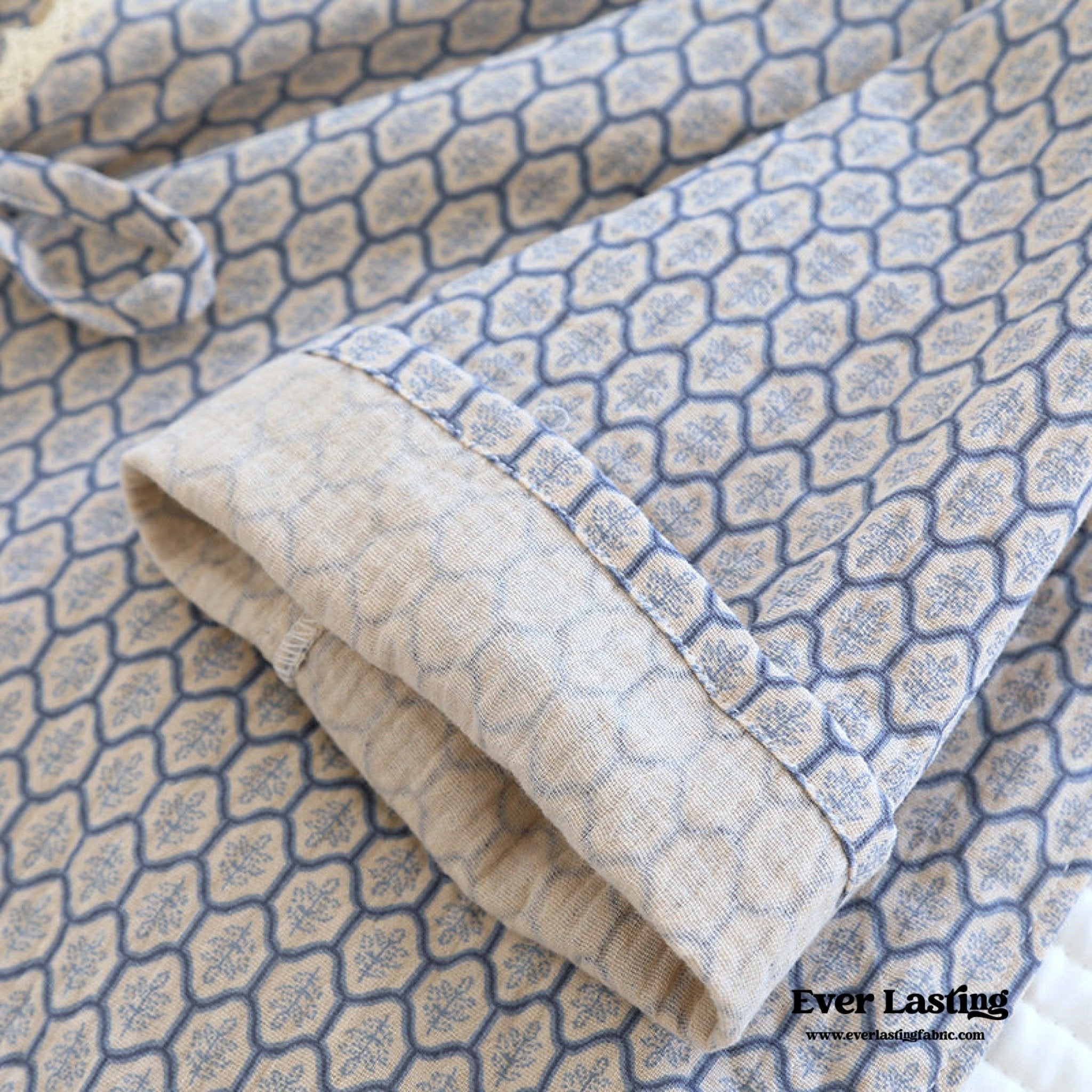  - Ever Lasting - Floral V Tank and Long Pants with Cardigan Cotton Pajama Set / Blue - Pajamas - Ever Lasting