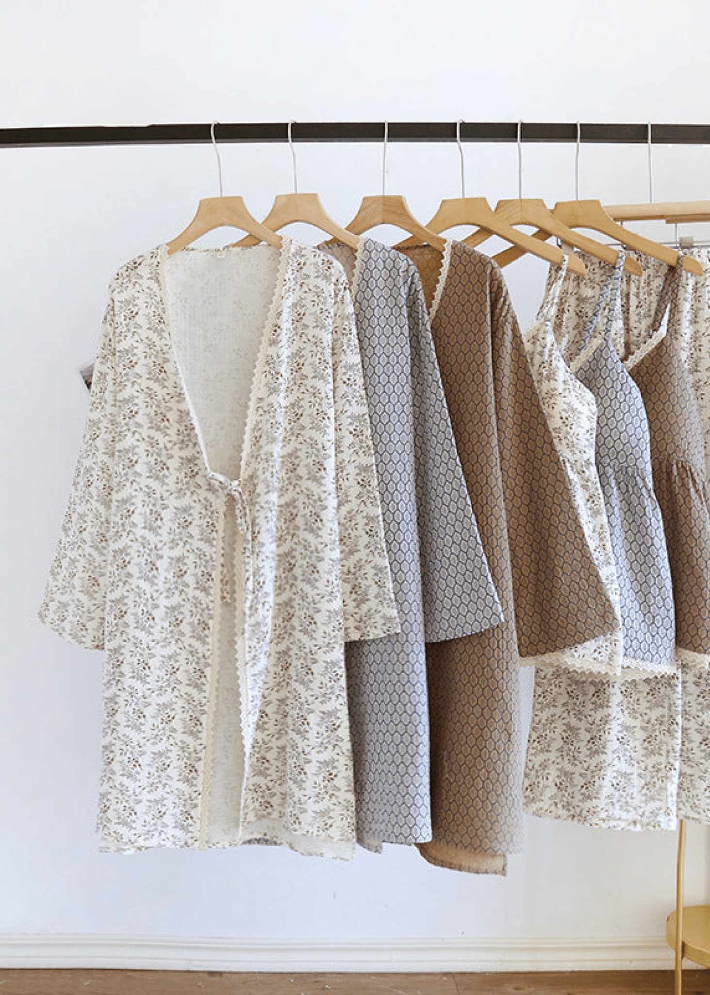  - Ever Lasting - Floral V Tank and Long Pants with Cardigan Cotton Pajama Set / Blue - Pajamas - Ever Lasting