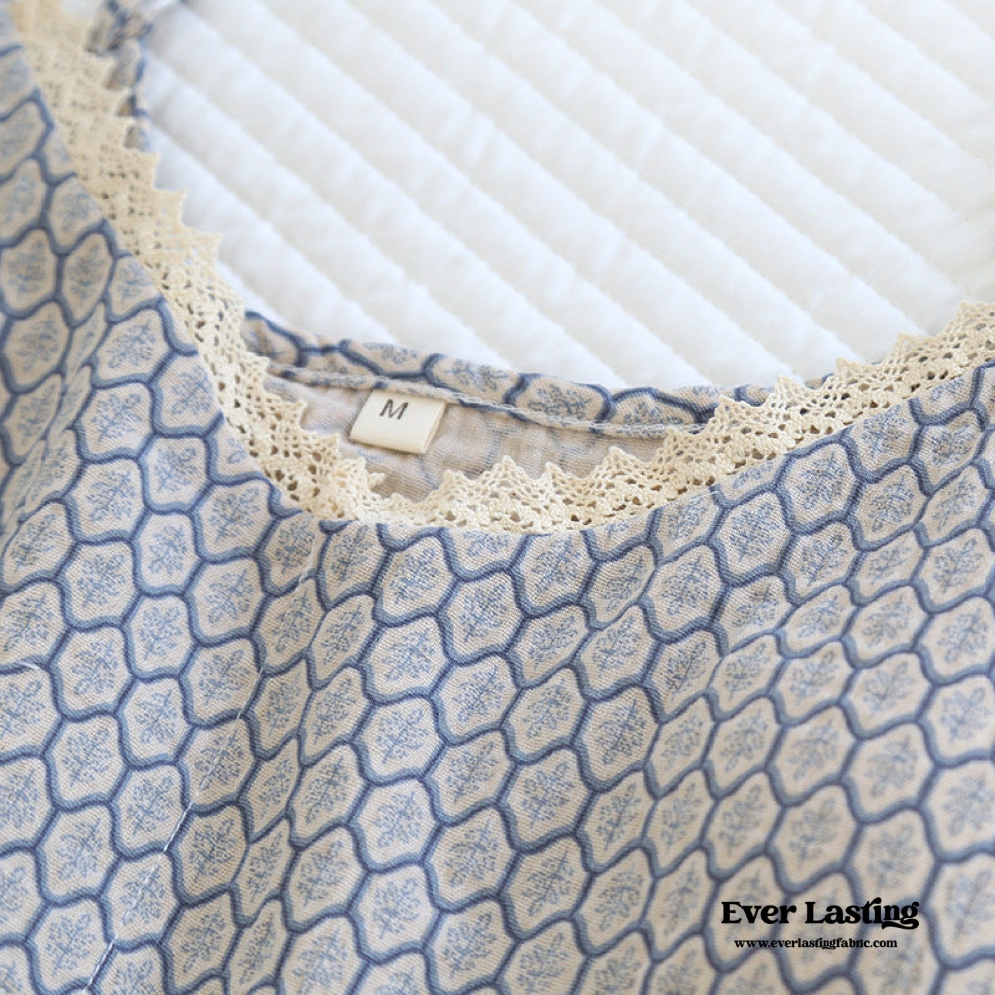 Floral V Tank and Long Pants with Cardigan Cotton Pajama Set / White - Ever Lasting