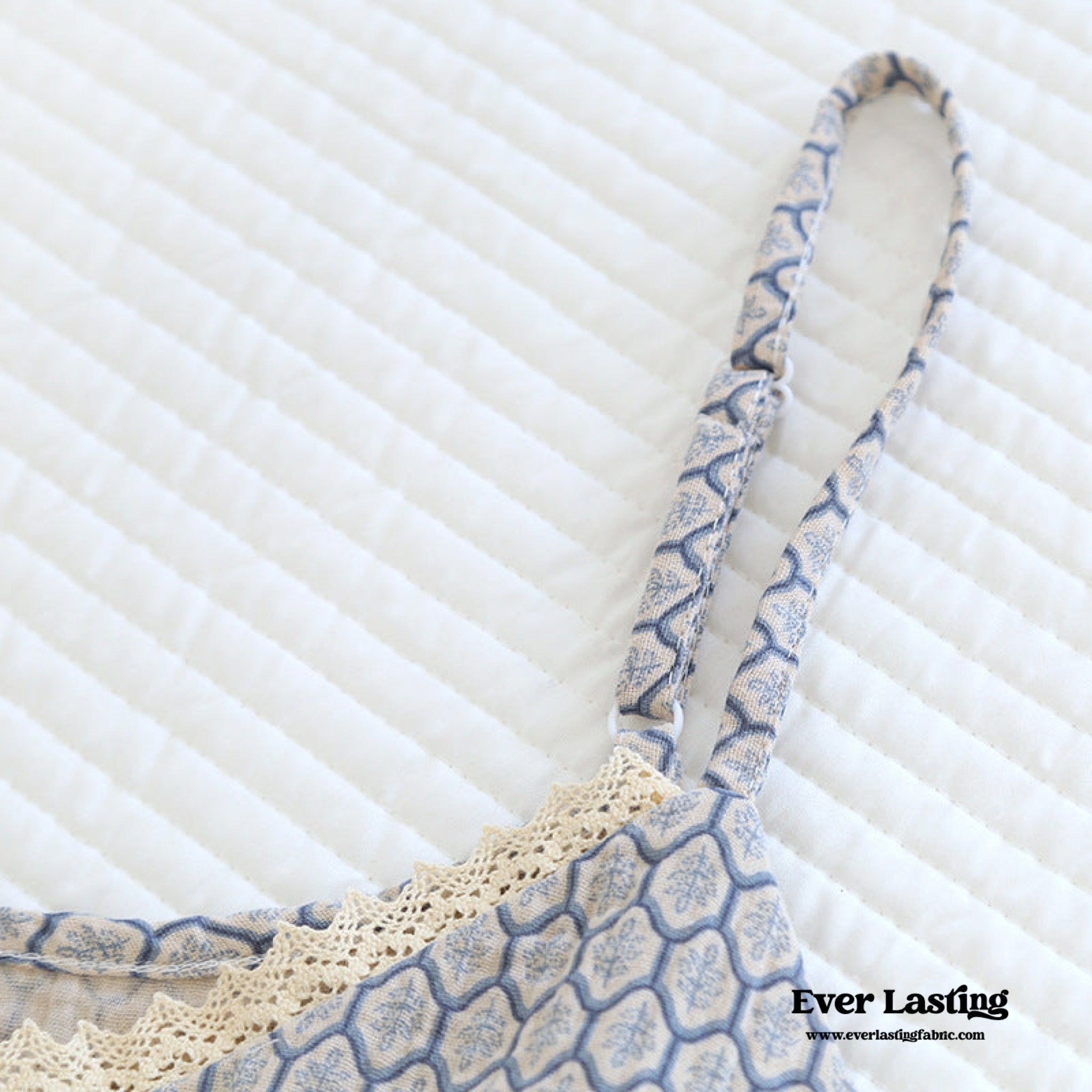 Floral V Tank and Long Pants with Cardigan Cotton Pajama Set / White - Ever Lasting