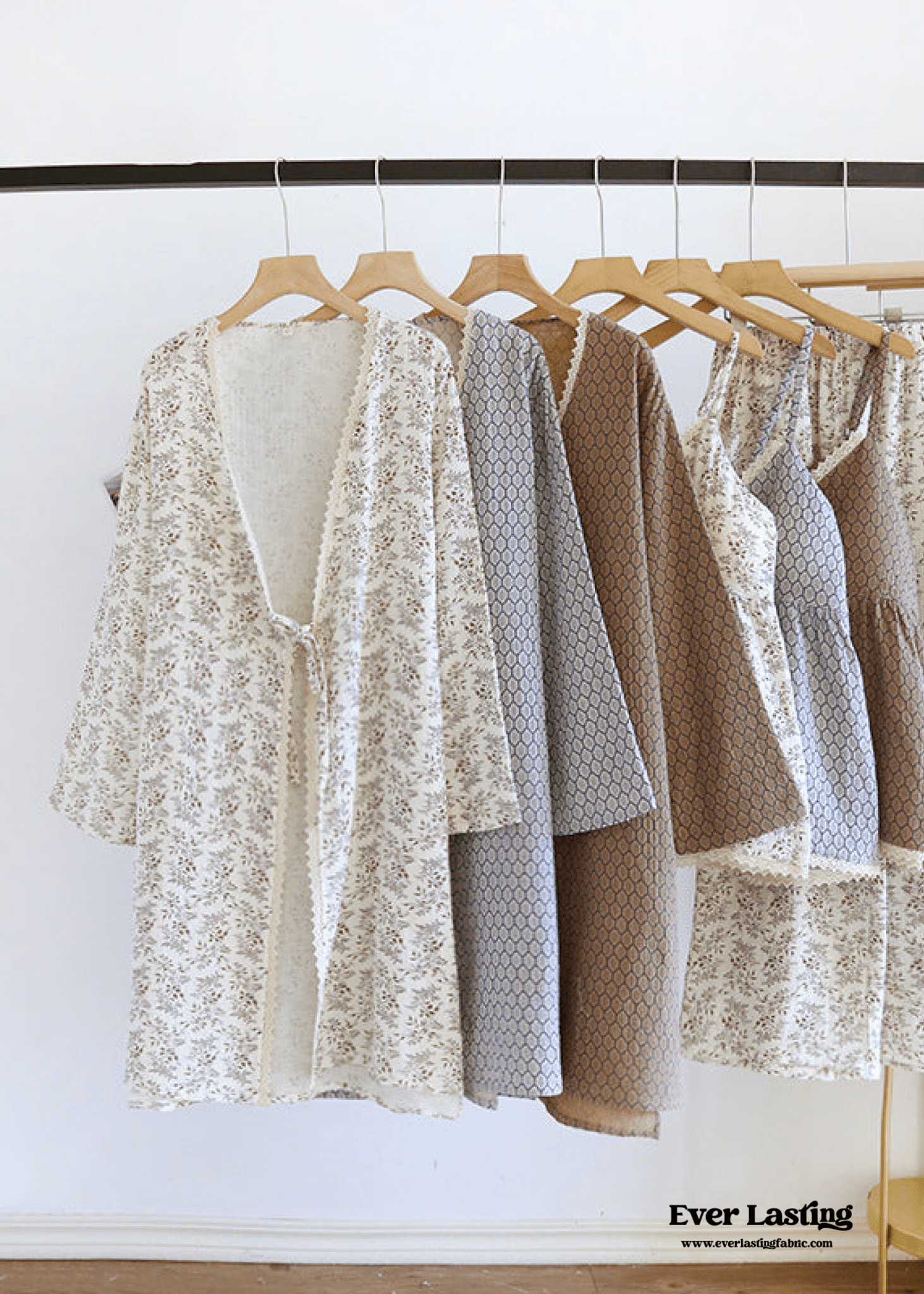 Floral V Tank and Long Pants with Cardigan Cotton Pajama Set / White - Ever Lasting