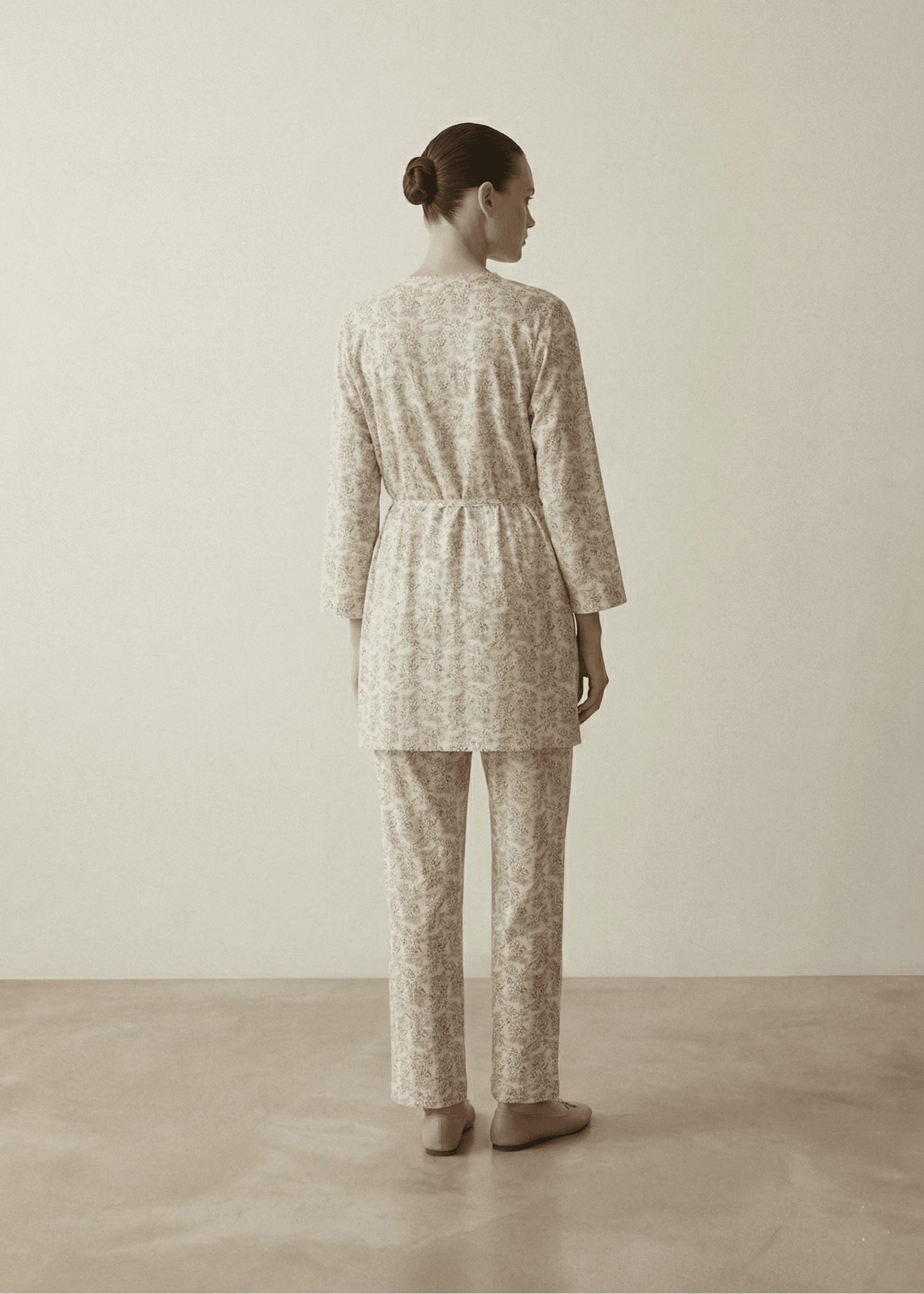  - Ever Lasting - Floral V Tank and Long Pants with Cardigan Cotton Pajama Set / White - Pajamas - Ever Lasting