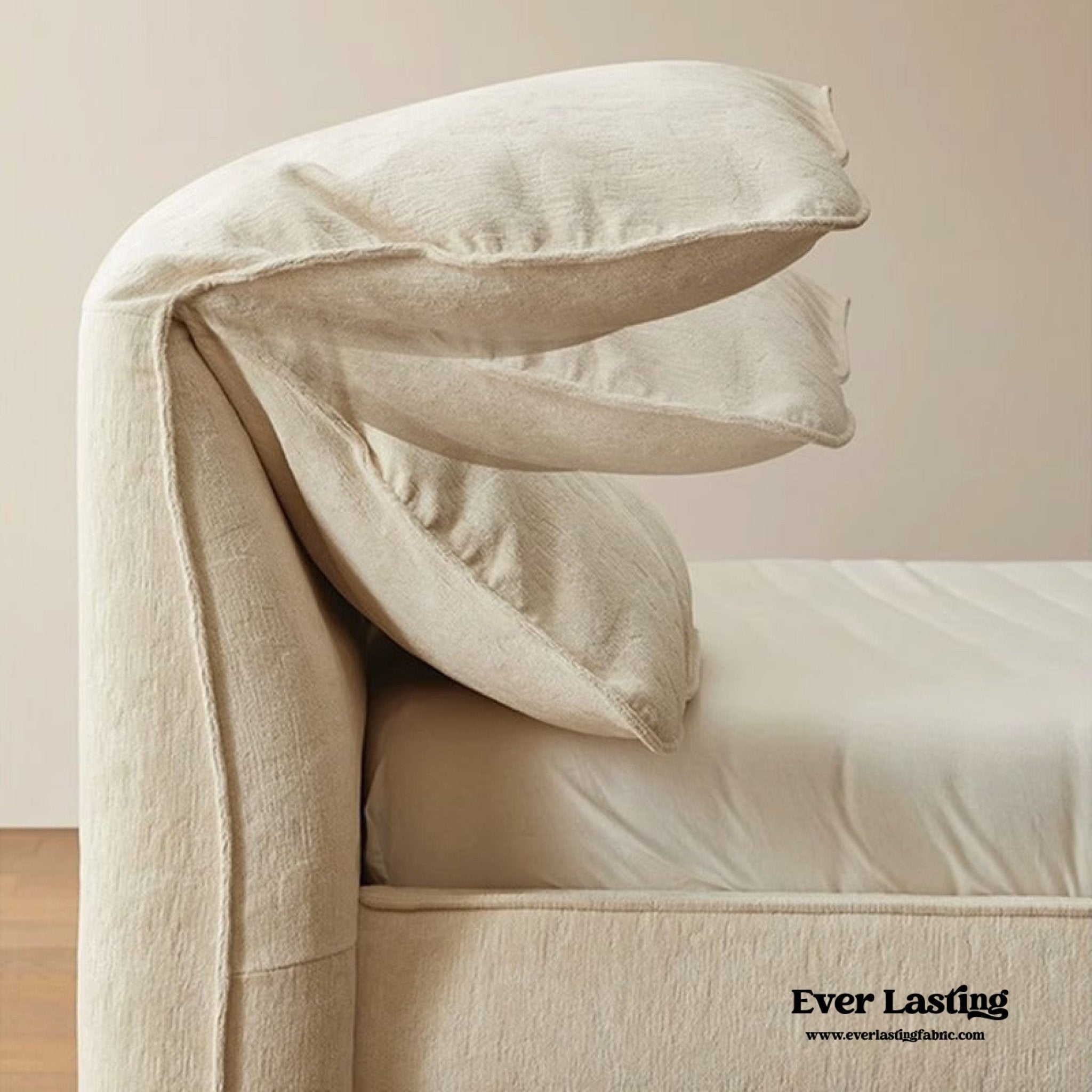 Fluffy Linen Elephant Ear Bed Frame / Beige - Ever Lasting