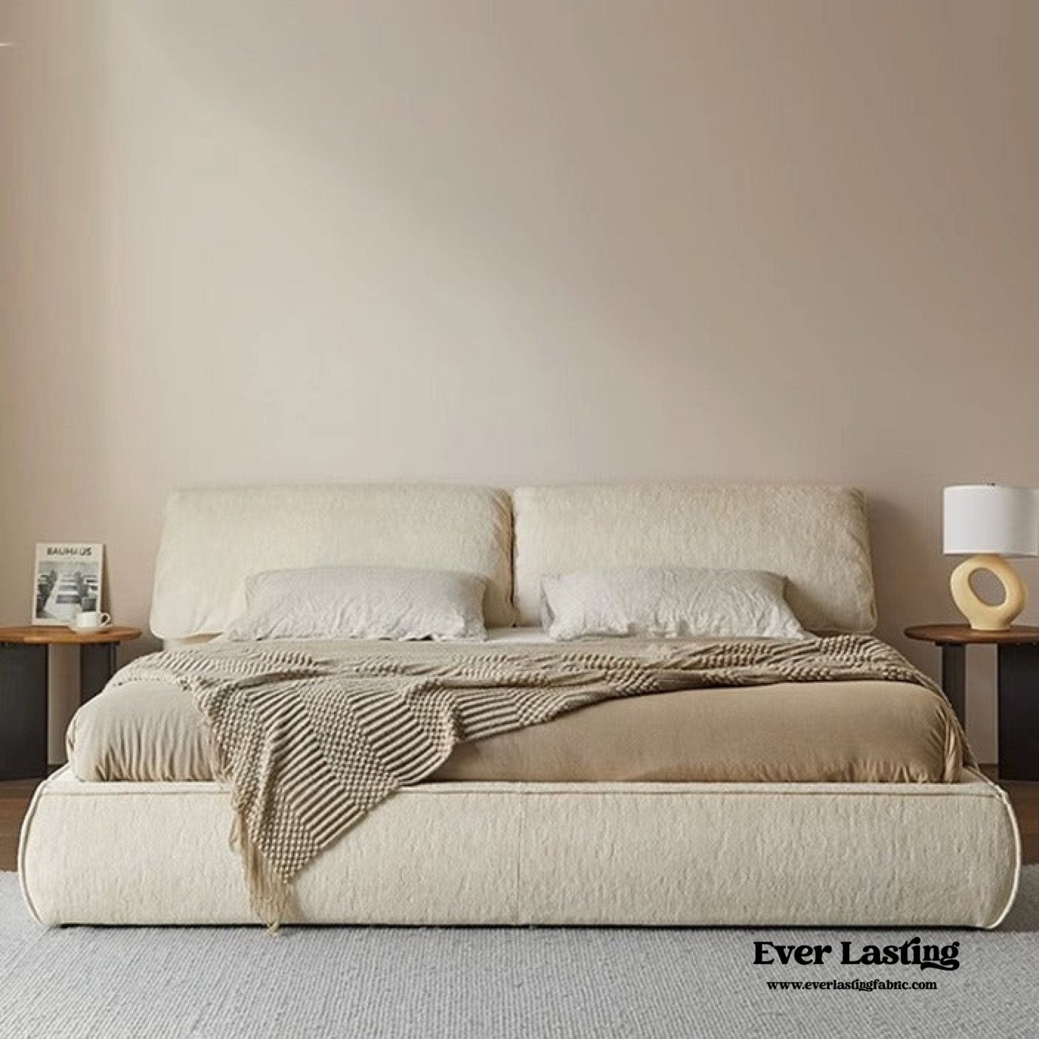 Fluffy Linen Elephant Ear Bed Frame / Beige - Ever Lasting