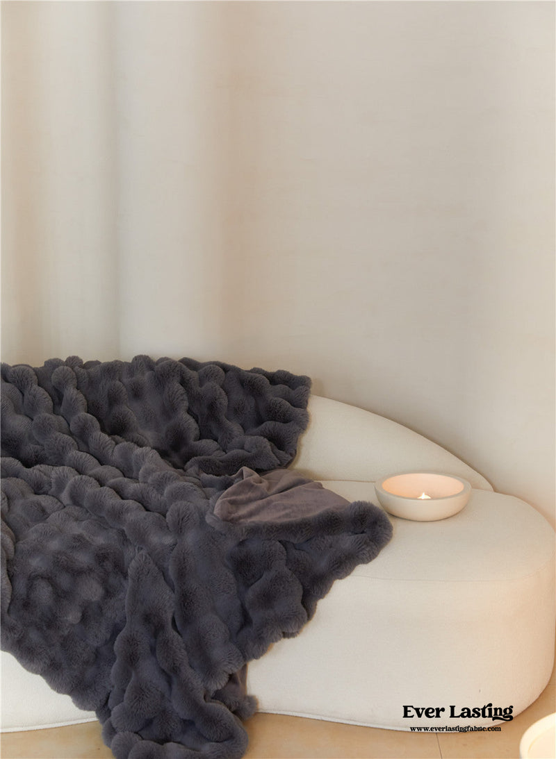 Fluffy Plush Throw Blanket / Beige Blankets