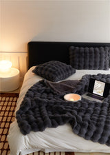 Fluffy Plush Throw Blanket / Blue Gray Small Blankets