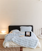 Fluffy Plush Throw Blanket / Gray Blue Small Blankets