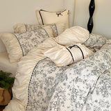 French Black Lace Bedding Bundle White / Medium Fitted