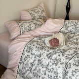 French Black Lace Bedding Bundle Pink / Medium Fitted