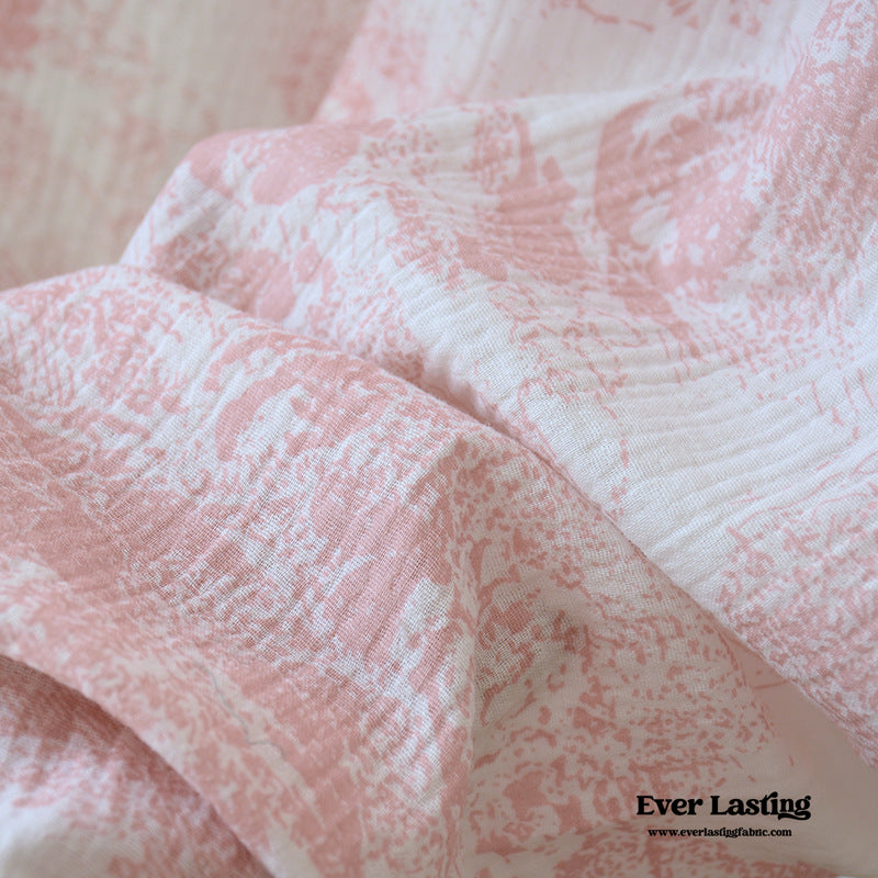 French Cottage Long Sleeves And Pants Cotton Pajama Set / Pink Pajamas