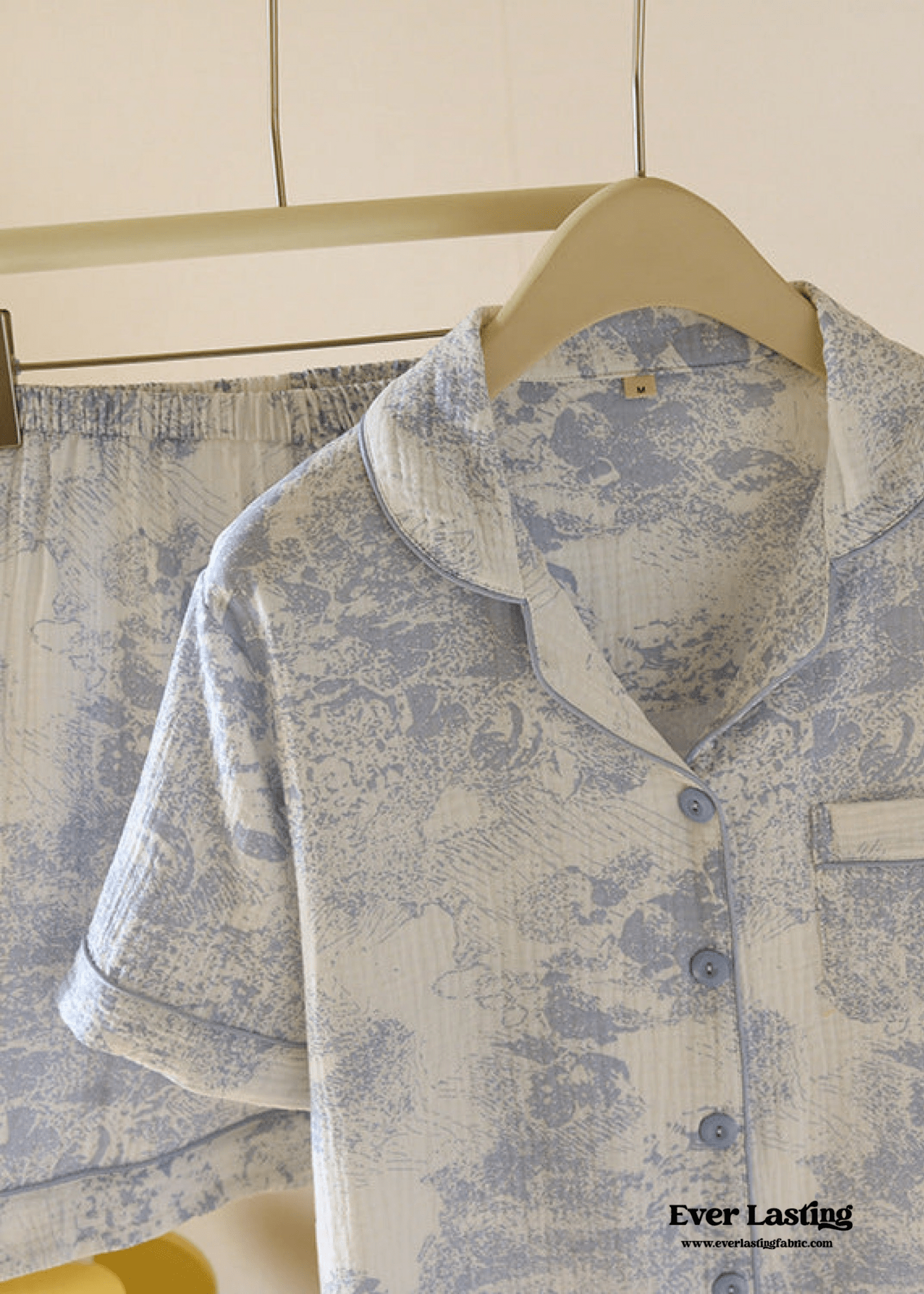 French Cottage Short Sleeves and Shorts Cotton Pajama Set / Pink - Ever Lasting