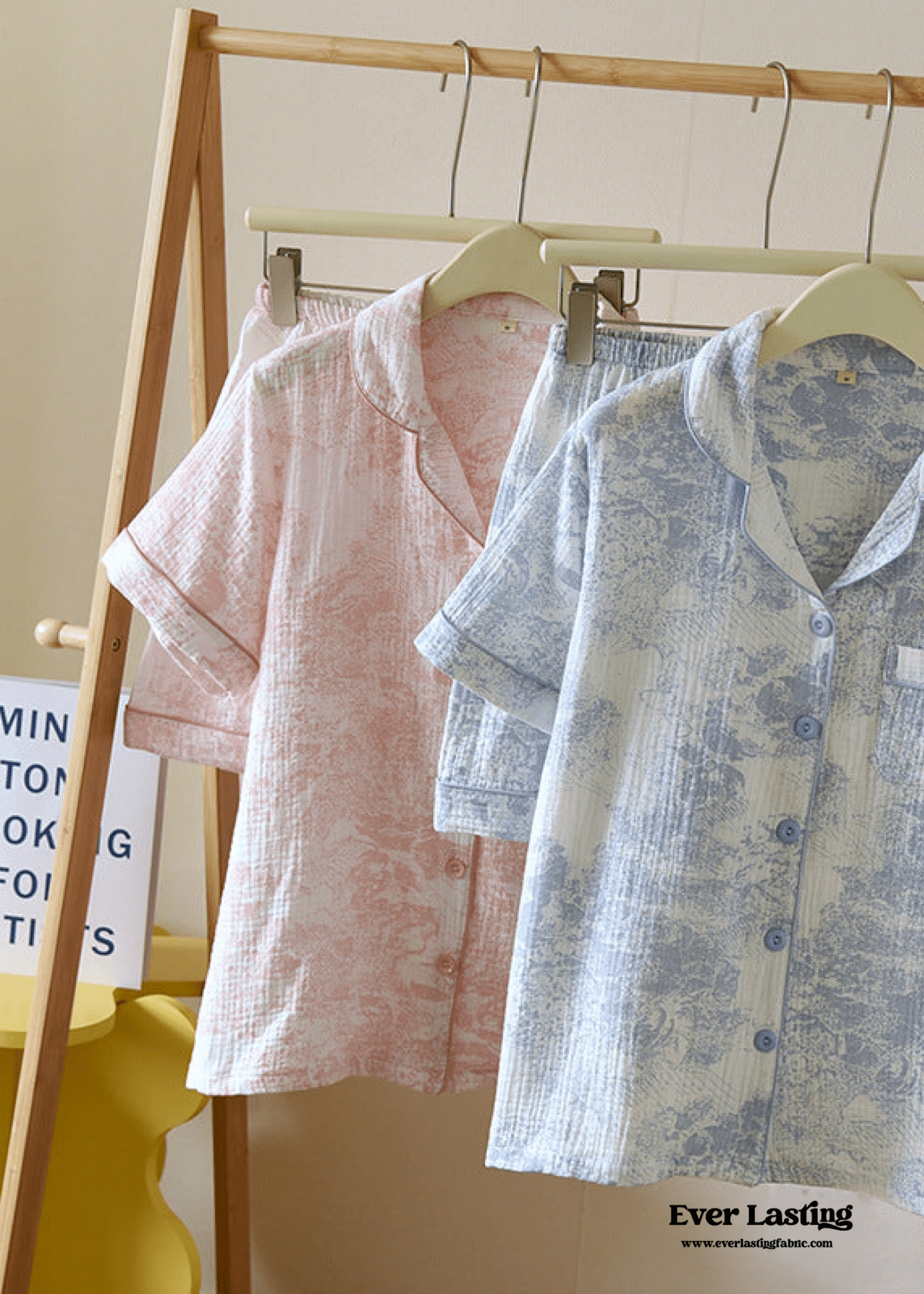  - Ever Lasting - French Cottage Short Sleeves and Shorts Cotton Pajama Set / Pink - Pajamas - Ever Lasting