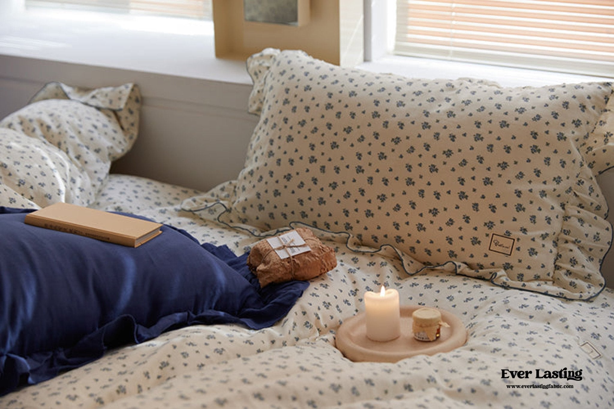 French Floral Earth Tone Double Layer Ruffle Bedding Bundle - Ever Lasting