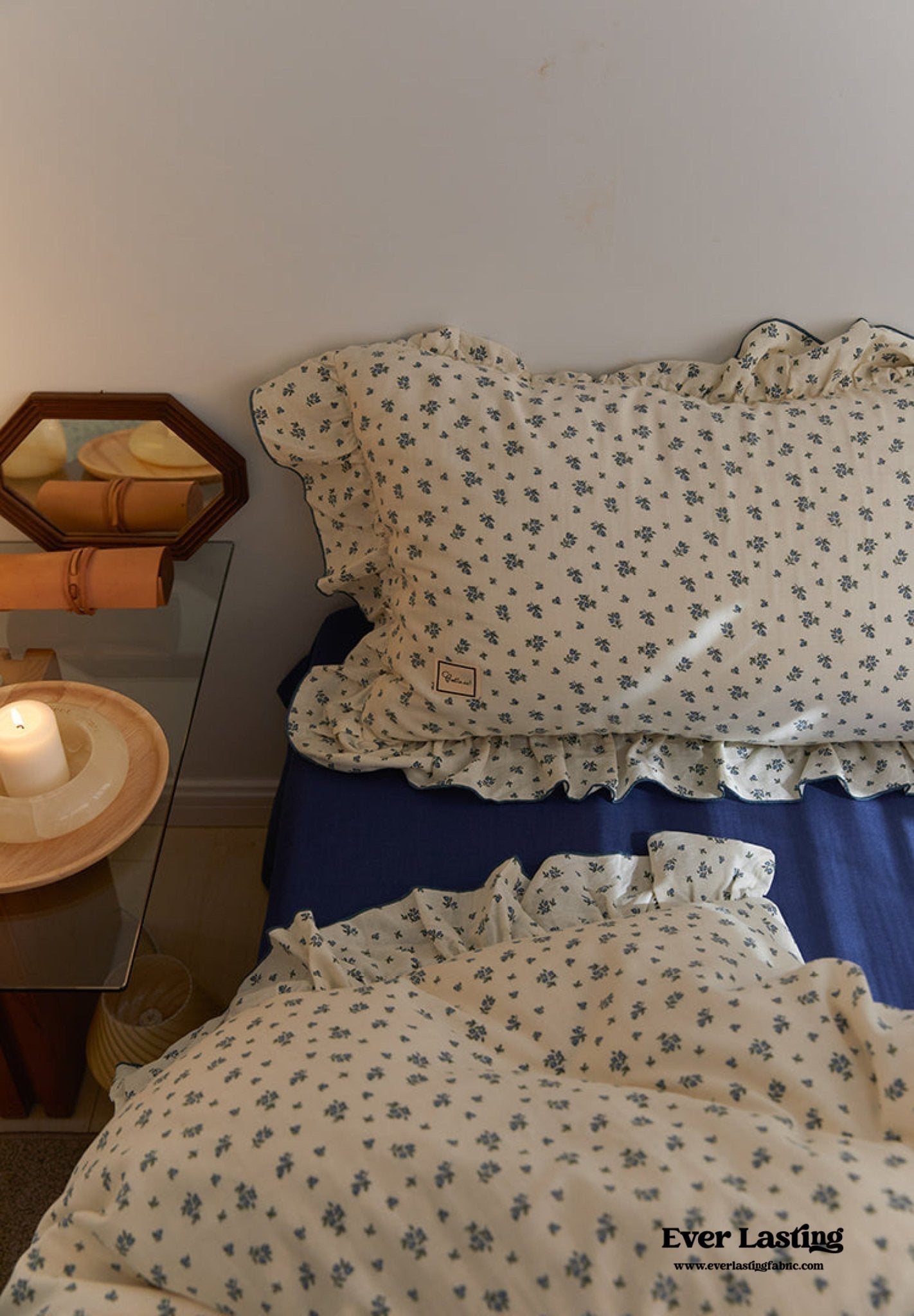 French Floral Earth Tone Double Layer Ruffle Bedding Bundle - Ever Lasting