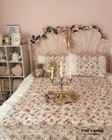 French Floral Ruffle Bedding Set / Rosé Pink