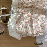 French Rose Ruffle Bedding Set / Large Floral Champaign Pink