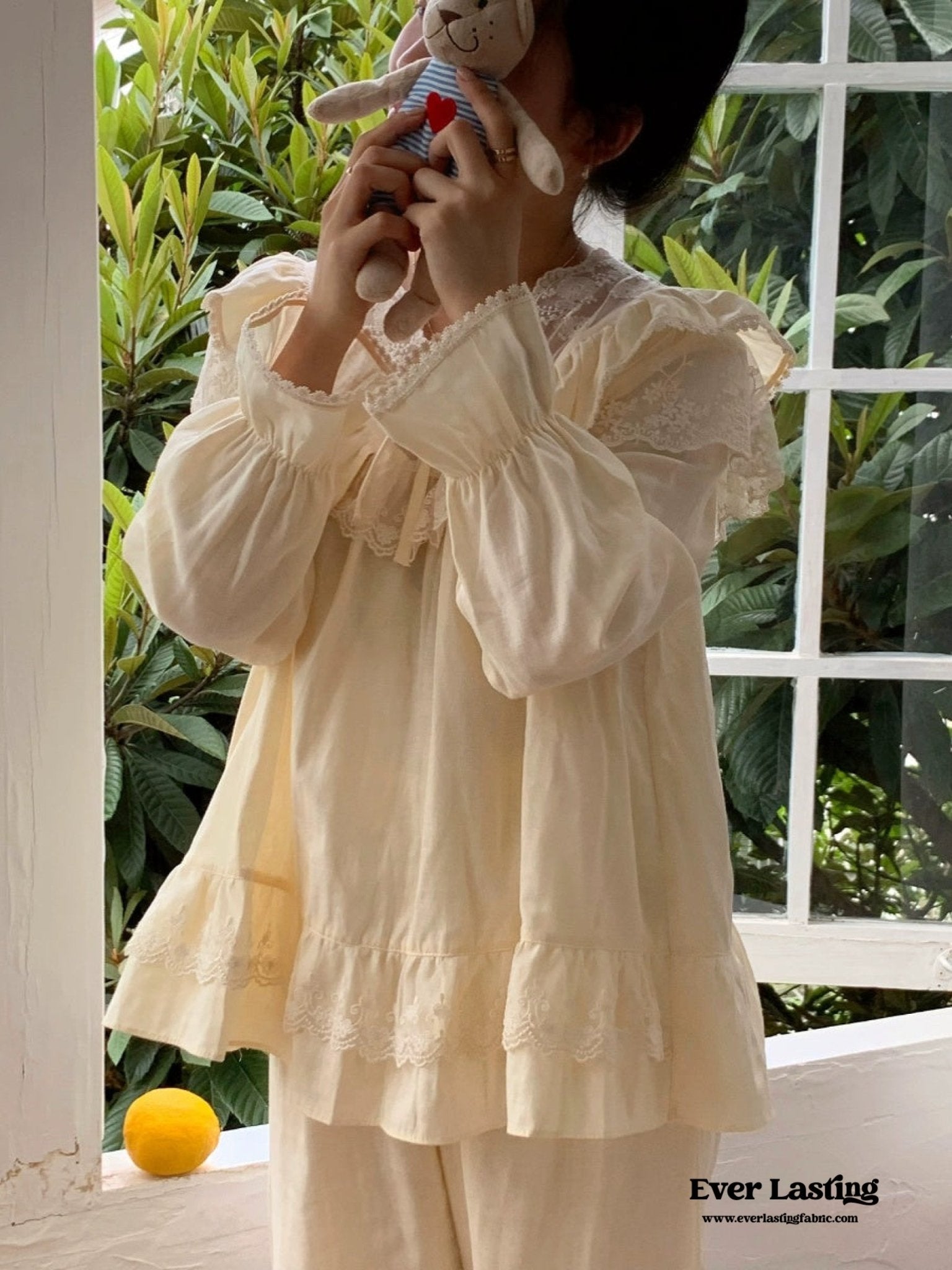 French Lace Ruffle Cottage Pajama Set Ever Lasting