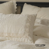 French Linen Cotton Embroidered Floral Bedding Bundle