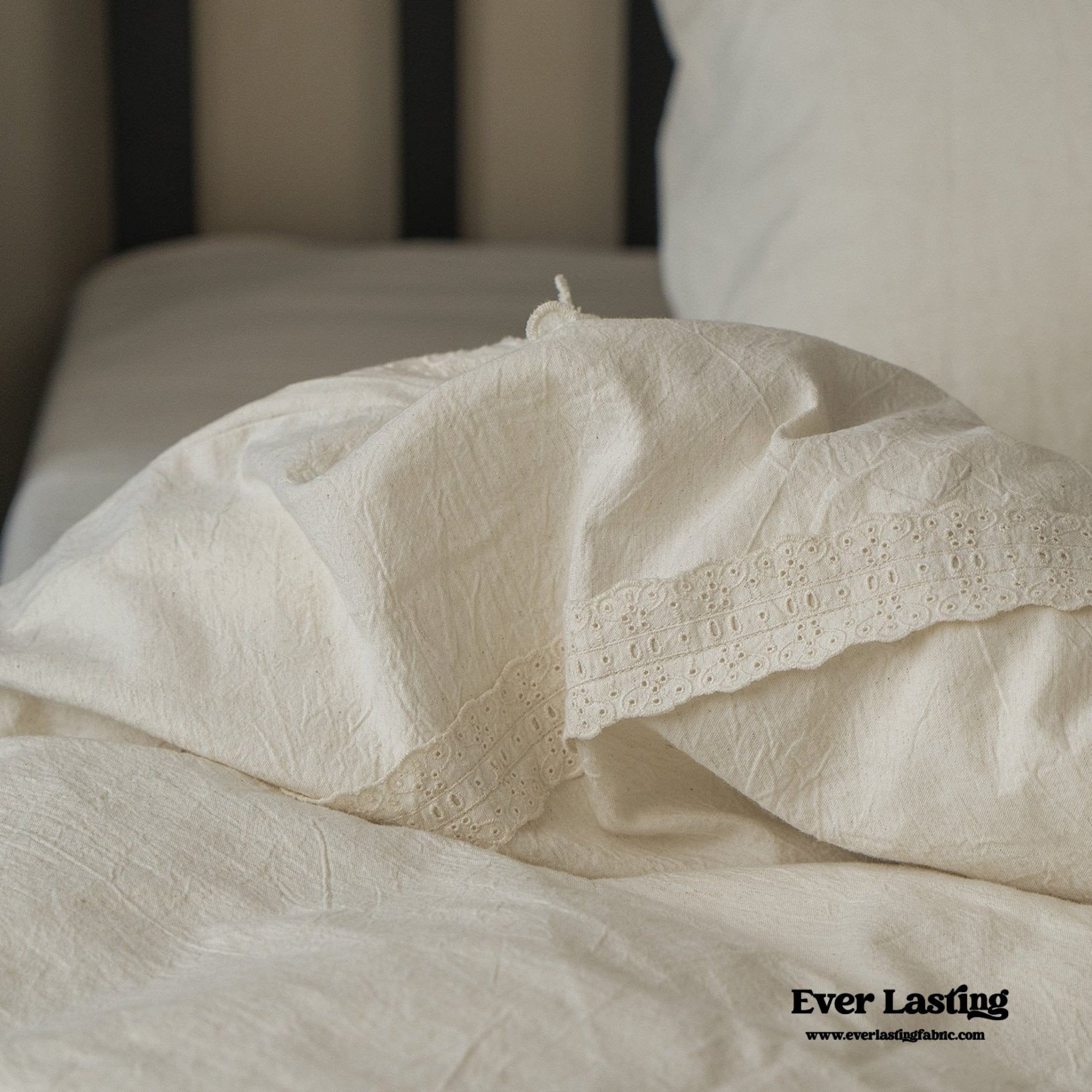 French Linen Cotton Embroidered Floral Pillowcases - Ever Lasting