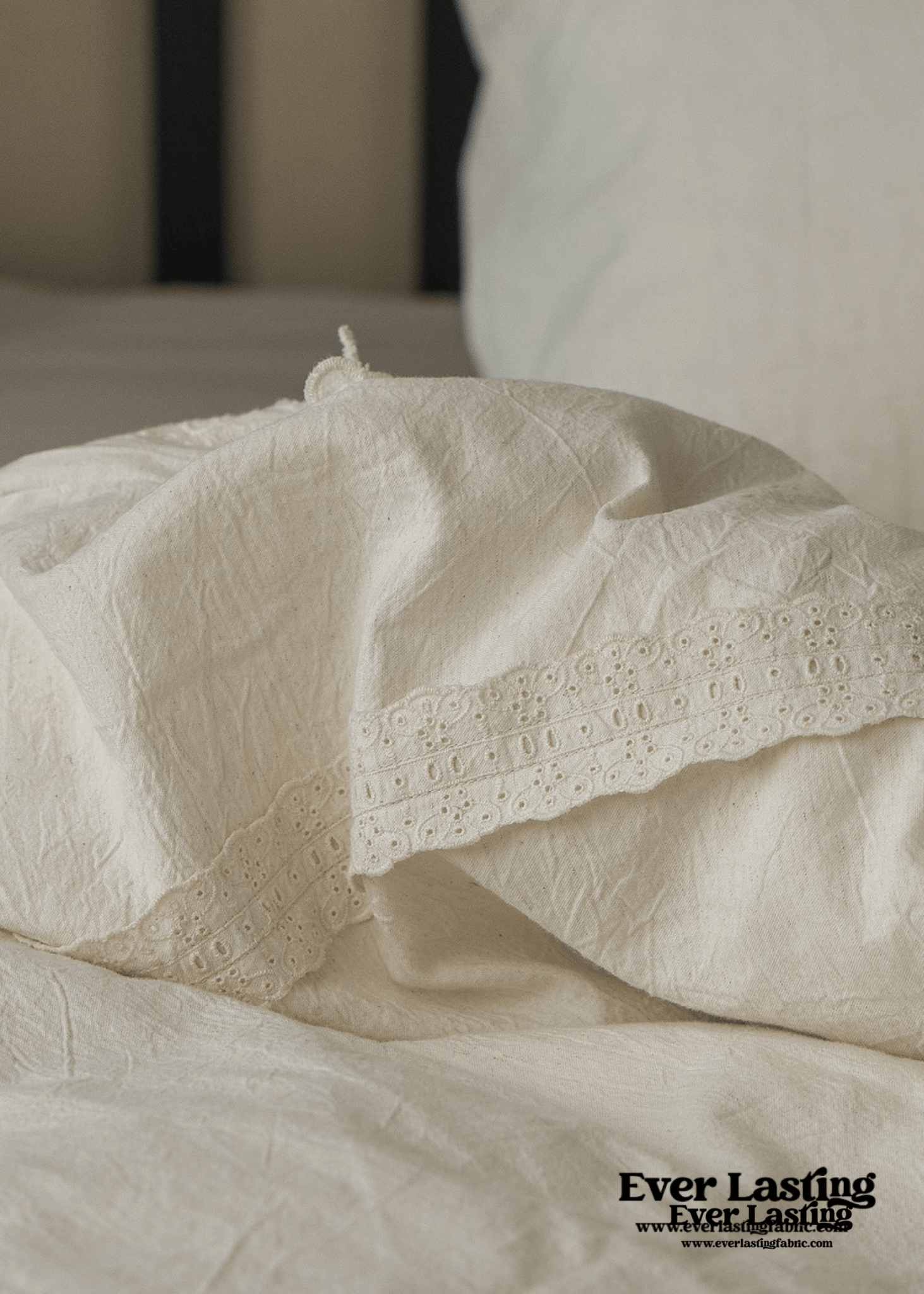 French Linen Cotton Embroidered Floral Pillowcases - Ever Lasting