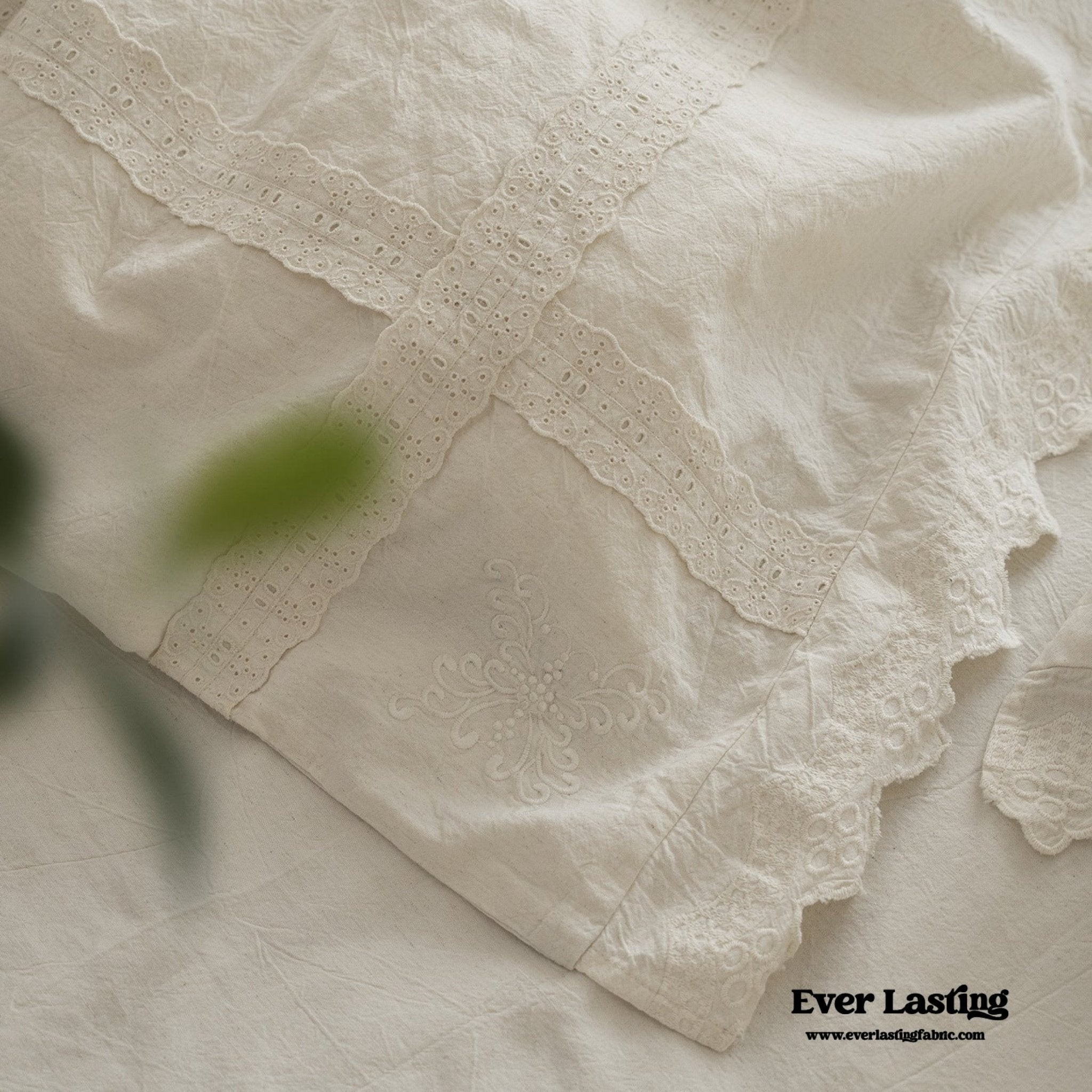French Linen Cotton Embroidered Floral Pillowcases - Ever Lasting
