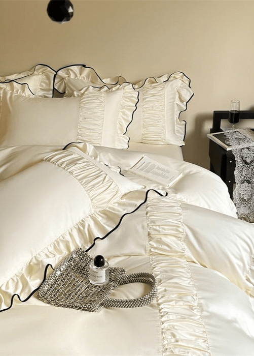 French Pleated Ruffle Bedding Set / Cream - Ever Lasting