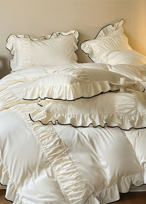 French Pleated Ruffle Bedding Set / Pink - Ever Lasting