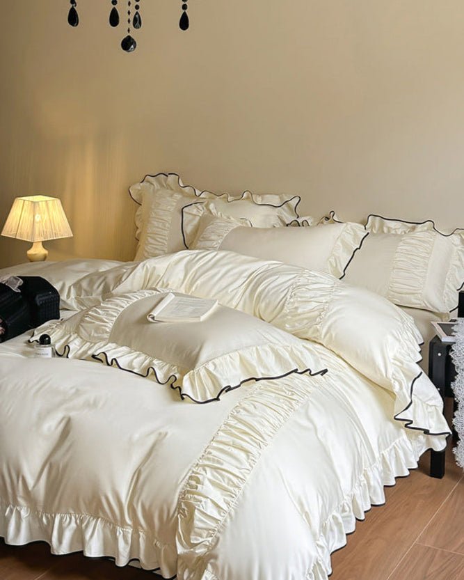 French Pleated Ruffle Bedding Set / Pink - Ever Lasting