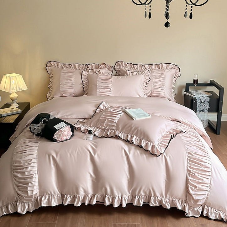 French Pleated Ruffle Bedding Set / Pink - Ever Lasting