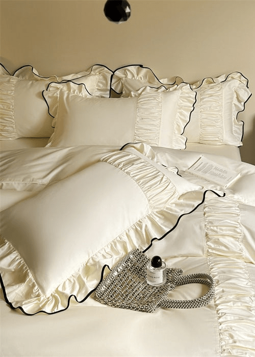 French Pleated Ruffle Bedding Set / Pink - Ever Lasting