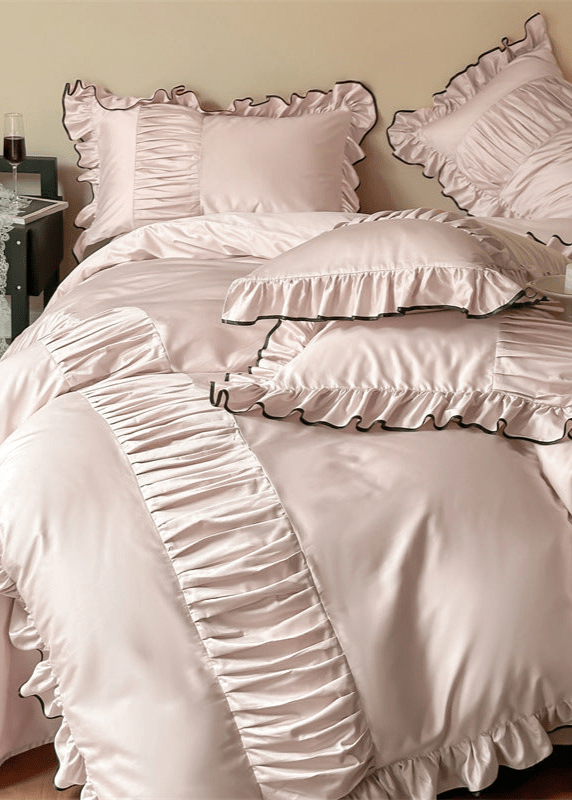 French Pleated Ruffle Bedding Set / Pink - Ever Lasting