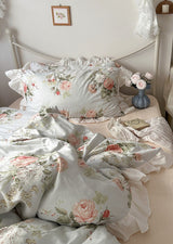 French Ruffle Floral Bedding Set / Pink