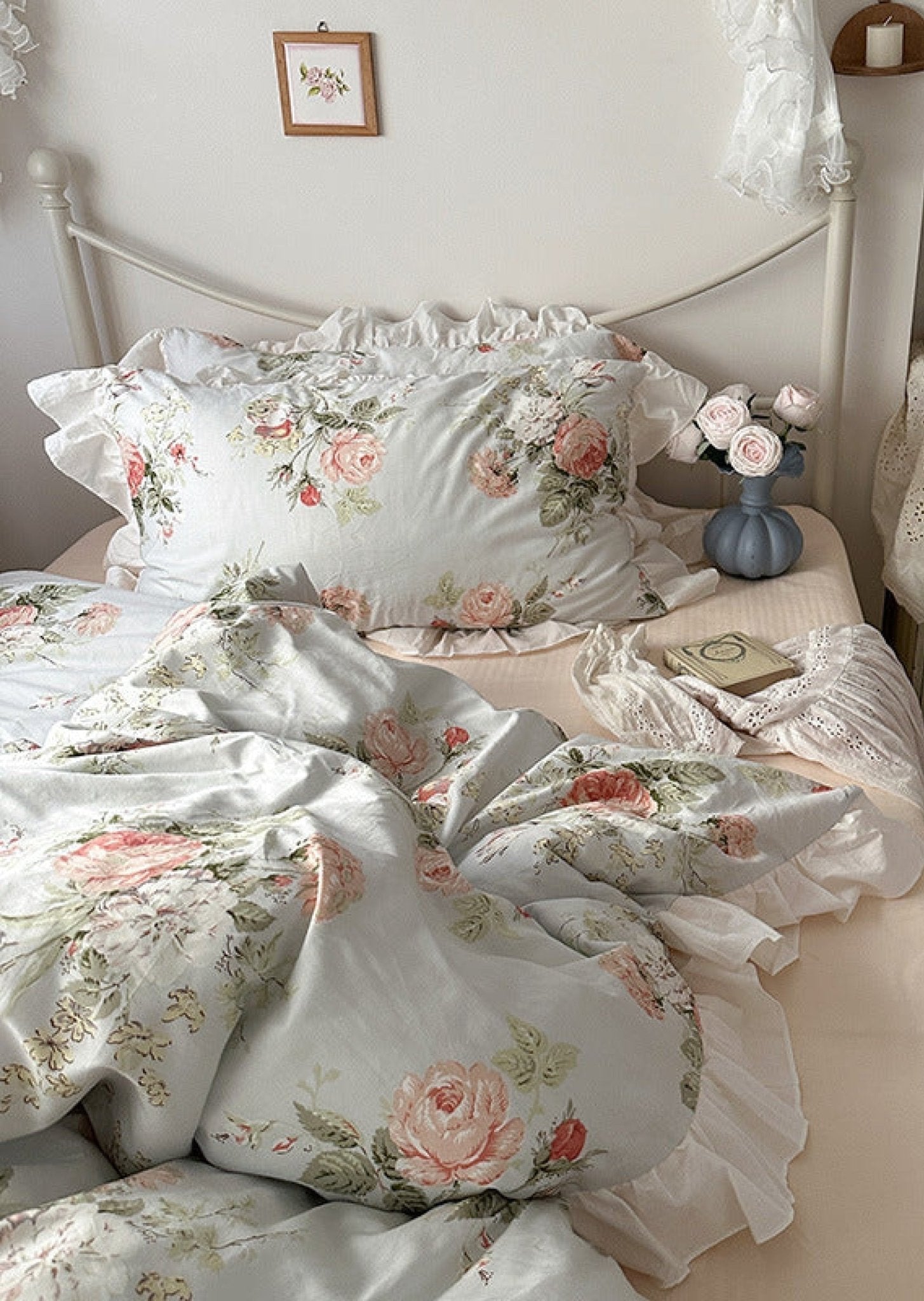 French Ruffle Floral Bedding Set / Blue - Ever Lasting