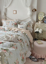 French Ruffle Floral Bedding Set / Green