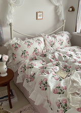 French Ruffle Floral Bedding Set / Gray