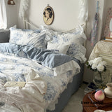 French Ruffle Floral Bedding Set / Gray