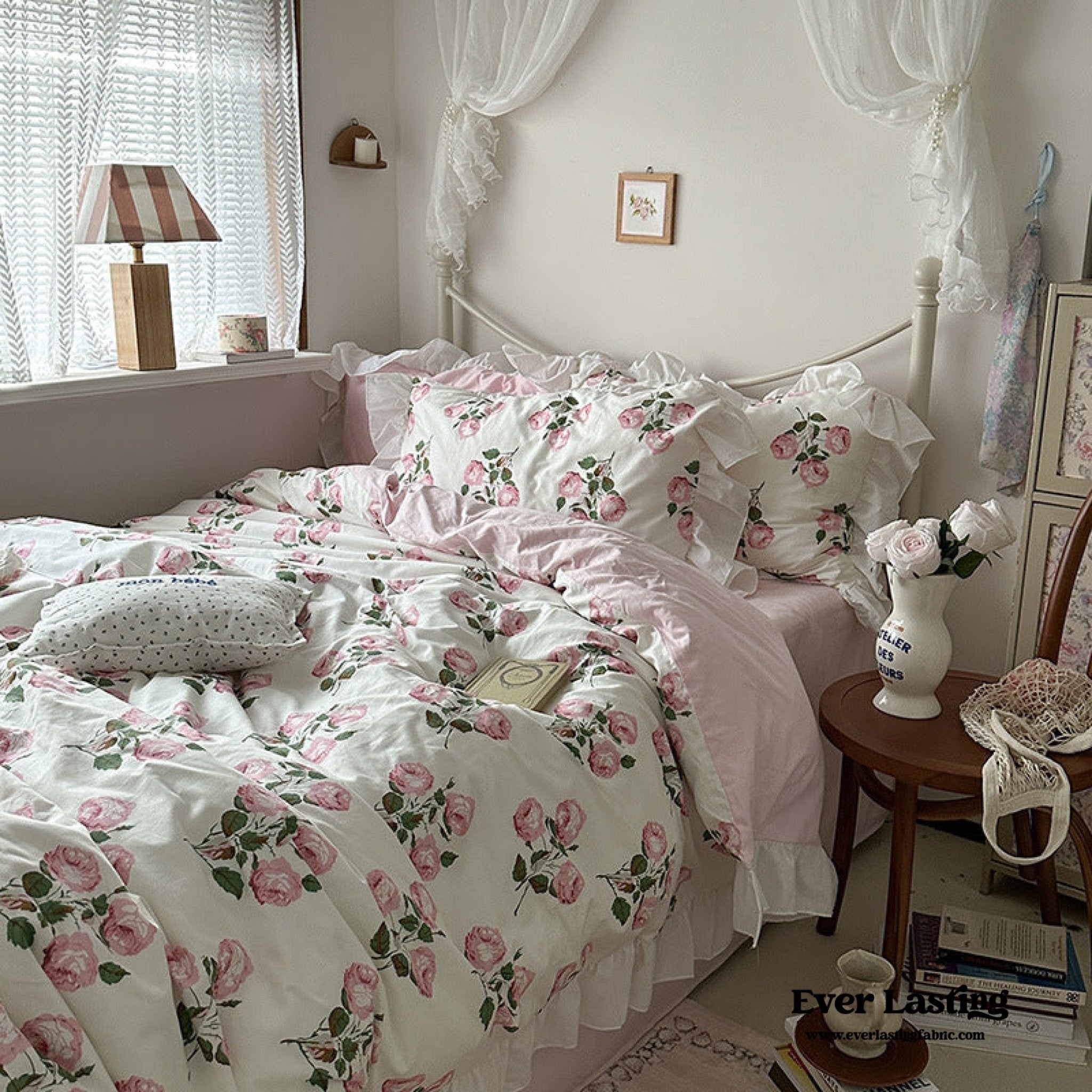 French Ruffle Floral Bedding Set / Pink - Ever Lasting