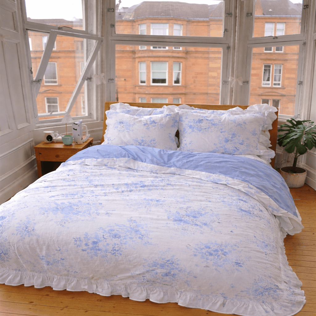  - Ever Lasting - French Ruffle Floral Small Room Bedding Set / Blue - Bedding Set - Ever Lasting