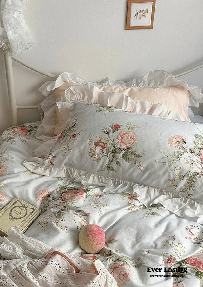  - Ever Lasting - French Ruffle Floral Small Room Bedding Set / Green - Bedding Set - Ever Lasting