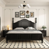 French Solid Wood Brown Bed Frame Black / Medium