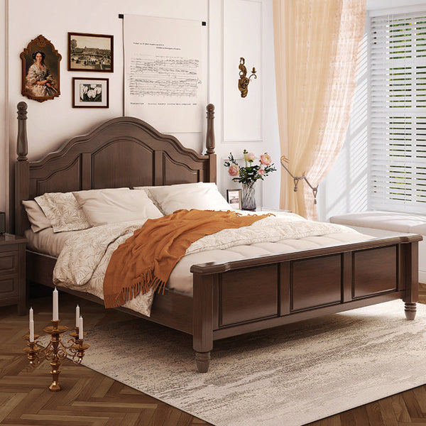 French Solid Wood Brown Bed Frame / Medium