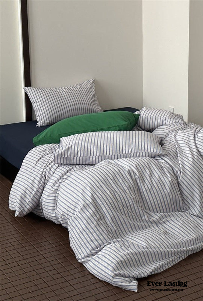 French Stripes Minimal Bedding Set / Green Yellow
